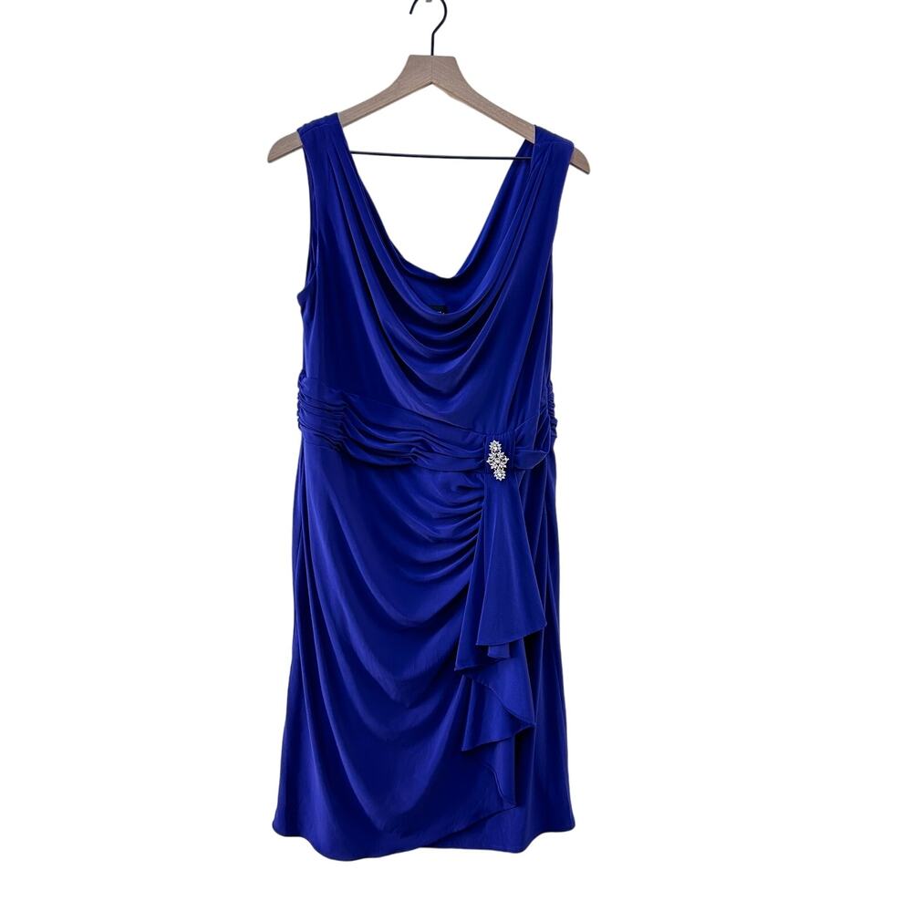 Scarlett Nite Purple Drape Rhinestone Brooch Dress Wedding Party Plus Size 18